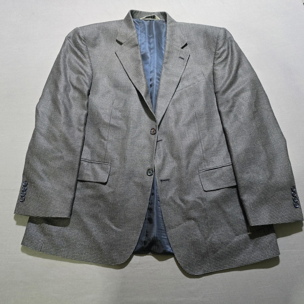 Versini Blazer suit Jacket Mens 46R Grey Silk Wool Blend Houndstooth